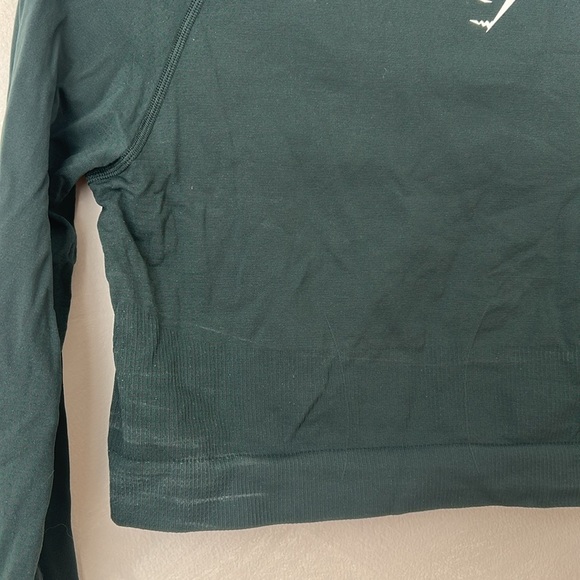 GYMSHARK VITAL SEAMLESS 2.0 HIGH NECK CROP TOP GREEN - Picture 7 of 9